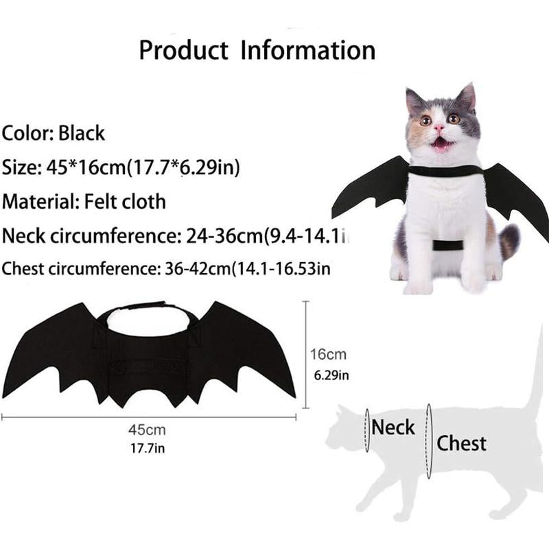 Pet Cat Bat Wings for Halloween Party Decoration, Puppy Collar Leads Cosplay Bat Costume,Cute Puppy Cat Dress up Accessories