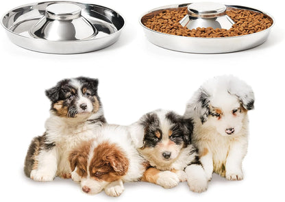 Stainless Steel Puppy Bowls, Set of 2 Puppy Feeder, Dog Food and Water Bowl, Food Feeding Weaning for Small Medium Large Dogs, Pets, M