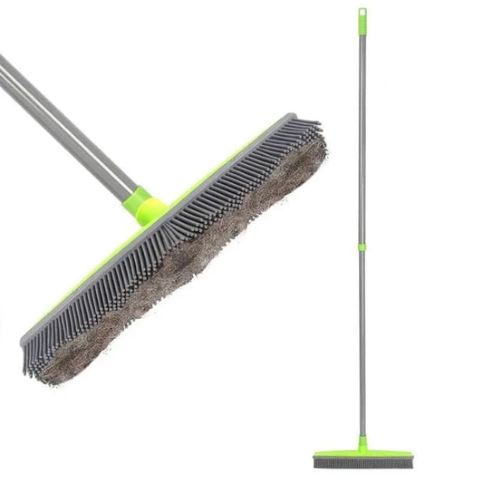 Pet Hair Rubber Broom Floor Brush for Carpet Dog Hair Remover Silicone Broom Househeld Cleaning Squeegee Adjustable Long Handle
