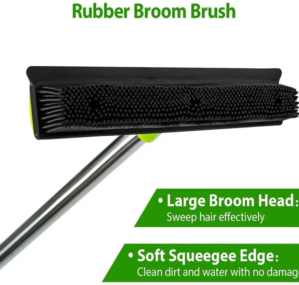 Pet Hair Rubber Broom Floor Brush for Carpet Dog Hair Remover Silicone Broom Househeld Cleaning Squeegee Adjustable Long Handle
